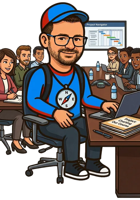 Schaubi am Besprechungstisch mit Laptop